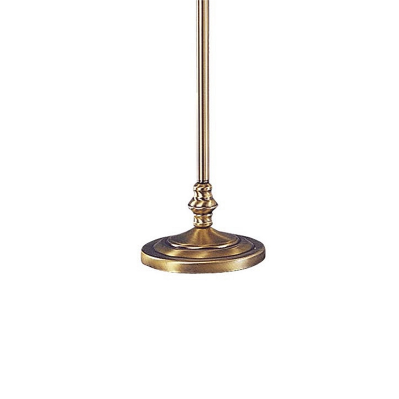 Benjara 150 Watt 6 Way Metal Floor Lamp with Fabric Tapered Shade- Gold