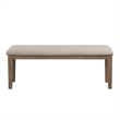 Benjara Rectangular Style Wooden Bench w/ Fabric Upholstered Seat-Brown & Beige