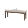 Benjara Rectangular Style Wooden Bench w/ Fabric Upholstered Seat-Brown & Beige