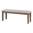 Benjara Rectangular Style Wooden Bench w/ Fabric Upholstered Seat-Brown & Beige