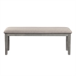 Benjara Rectangular Style Wooden Bench with Fabric Upholstered Seat- Gray