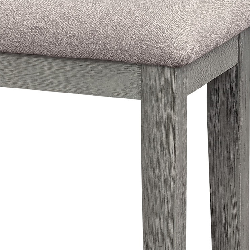 Benjara Rectangular Style Wooden Bench with Fabric Upholstered Seat- Gray