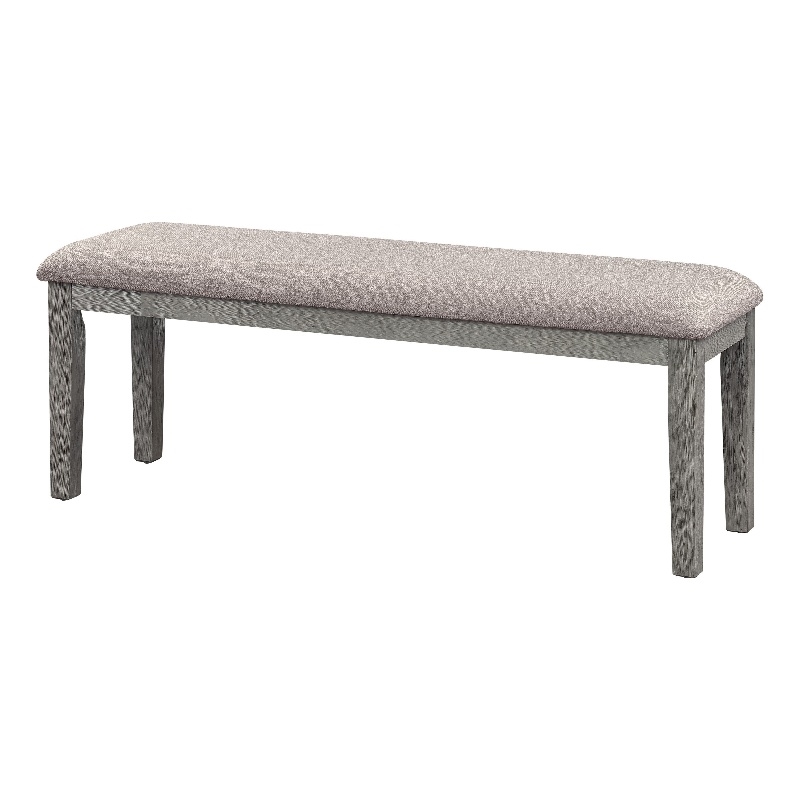 Benjara Rectangular Style Wooden Bench with Fabric Upholstered Seat- Gray
