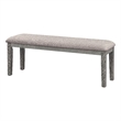 Benjara Rectangular Style Wooden Bench with Fabric Upholstered Seat- Gray