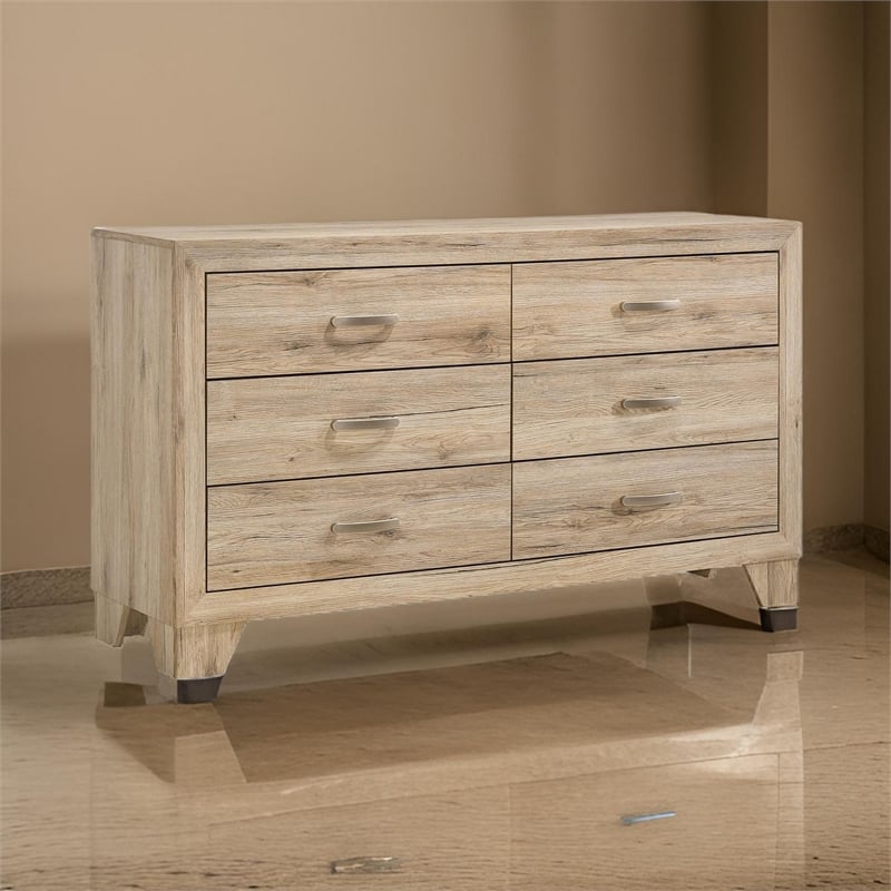 Benjara Wooden Nightstand with 6 Storage Drawers- Brown