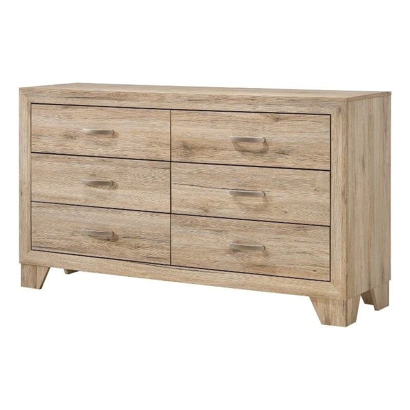 Benjara Wooden Nightstand with 6 Storage Drawers- Brown