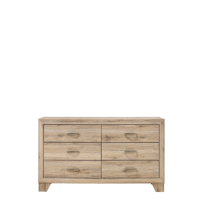 Benjara Wooden Nightstand with 6 Storage Drawers- Brown