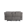 Benjara Fabric Upholstered Metal Reclining Loveseat with Center Console- Gray