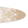 Benjara Wooden Surfboard Wall Art with Medallion Print- Brown and White