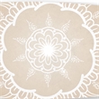 Benjara Wooden Surfboard Wall Art with Medallion Print- Brown and White