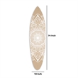 Benjara Wooden Surfboard Wall Art with Medallion Print- Brown and White