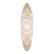 Benjara Wooden Surfboard Wall Art with Medallion Print- Brown and White