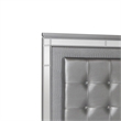 Benjara Faux Crystal Tufted Fabric Twin Headboard with LED Trim- Gray