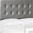 Benjara Faux Crystal Tufted Fabric Twin Headboard with LED Trim- Gray