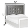 Benjara Faux Crystal Tufted Fabric Twin Headboard with LED Trim- Gray
