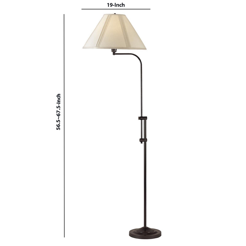 Benjara 3 Way Metal Floor Lamp with and Adjustable Height Mechanism- Bronze
