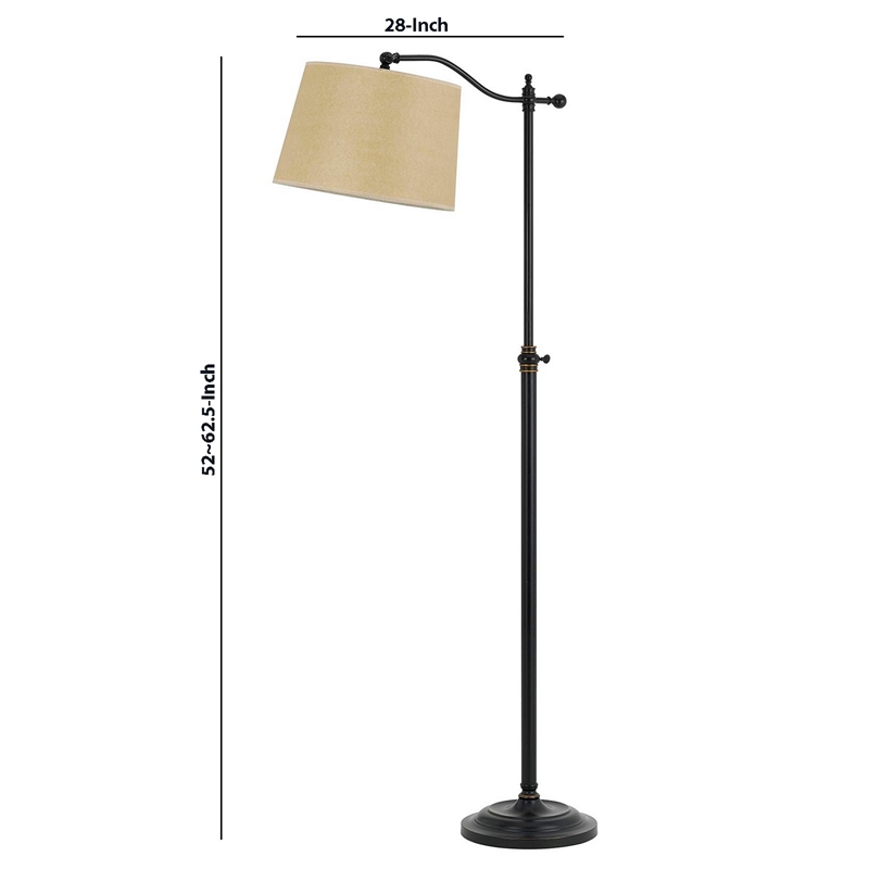 Benjara 100 Watt Metal Down Bride Floor lamp w/ Fabric Tapered Drum Shade- Black