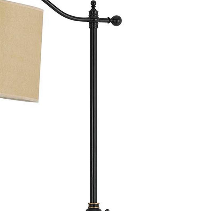 Benjara 100 Watt Metal Down Bride Floor lamp w/ Fabric Tapered Drum Shade- Black