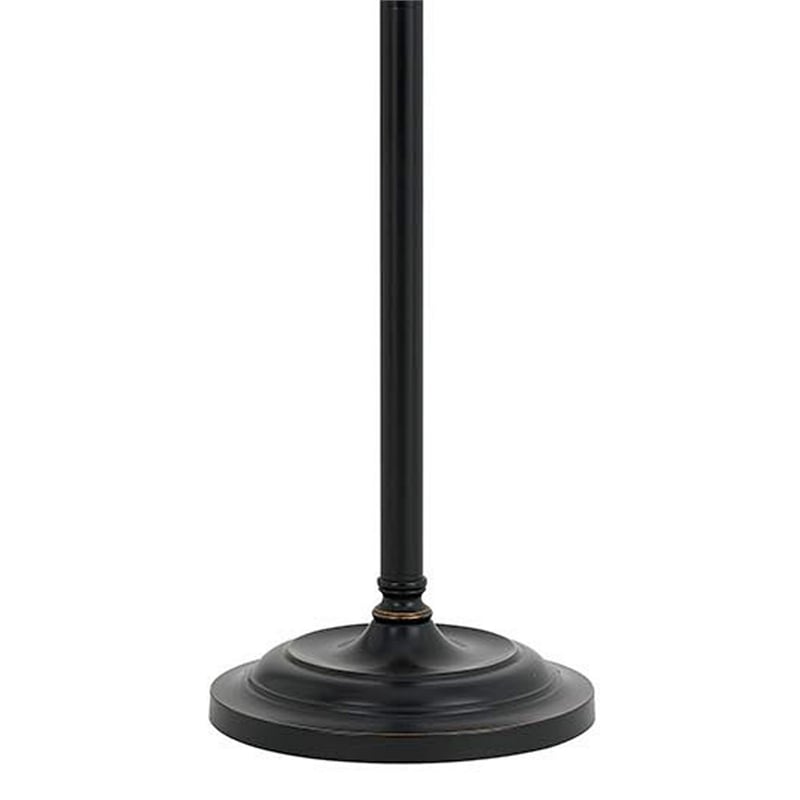 Benjara 100 Watt Metal Down Bride Floor lamp w/ Fabric Tapered Drum Shade- Black