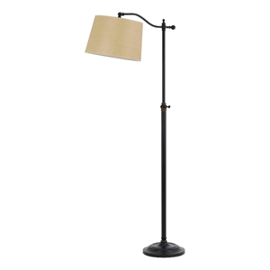 Benjara 100 Watt Metal Down Bride Floor lamp w/ Fabric Tapered Drum Shade- Black