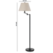Benjara 3 Way Metal Body Floor Lamp with Swing Arm & Conical Fabric Shade- Black