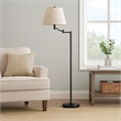 Benjara 3 Way Metal Body Floor Lamp with Swing Arm & Conical Fabric Shade- Black