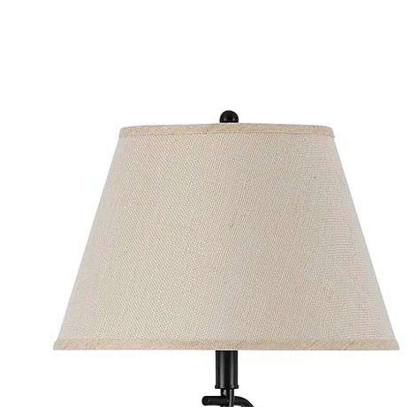 Benjara 3 Way Metal Body Floor Lamp with Swing Arm & Conical Fabric Shade- Black