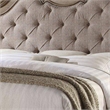 Benjara Button Tufted Fabric Eastern King Size Bed with Molded Details- Beige