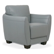 Benjara Leather Upholstered Chair with Tapered Block Feet and Flared Arms- Gray