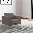 Benjara Leather Upholstered Chair with Track Arms and Angled Metal Feet- Brown