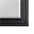 Benjara Wooden Mirror with Raised Edges and Curved Top- Black