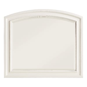Benjara Wooden Mirror with Raised Edges and Curved Top- White