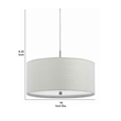 Benjara Drum Style Pendant Fixture with Fabric Shade and Brushed Details- White
