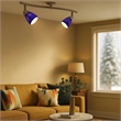 Benjara 50 Watt Track Fixture with Handblown Glass Shade- Silver and Blue