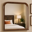 Benjara Arched Molded Design Wooden Frame Mirror- Cherry Brown and Silver