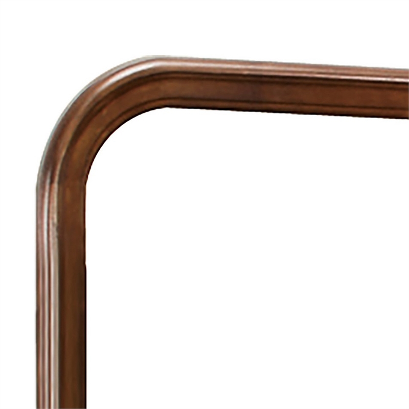 Benjara Arched Molded Design Wooden Frame Mirror- Cherry Brown and Silver