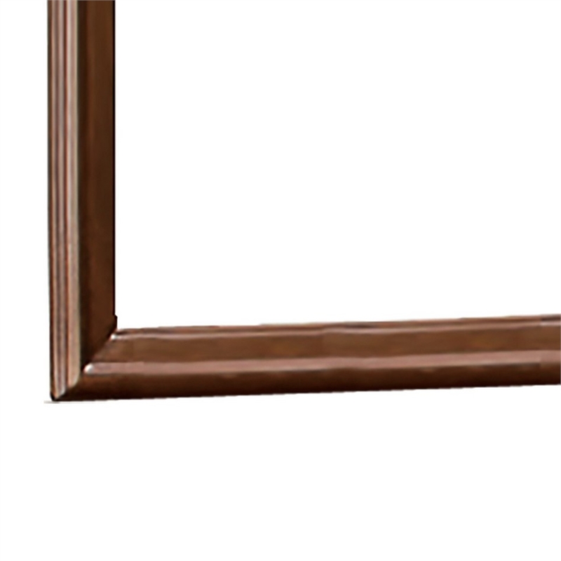 Benjara Arched Molded Design Wooden Frame Mirror- Cherry Brown and Silver