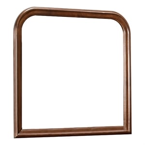 Benjara Arched Molded Design Wooden Frame Mirror- Cherry Brown and Silver