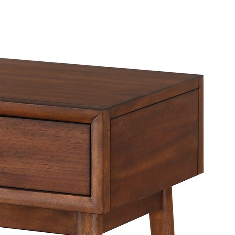 Benjara 1 Drawer Wooden End Table with Splayed Legs- Walnut Brown