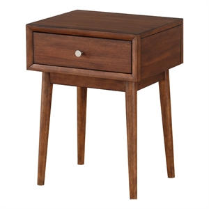 Benjara 1 Drawer Wooden End Table with Splayed Legs- Walnut Brown