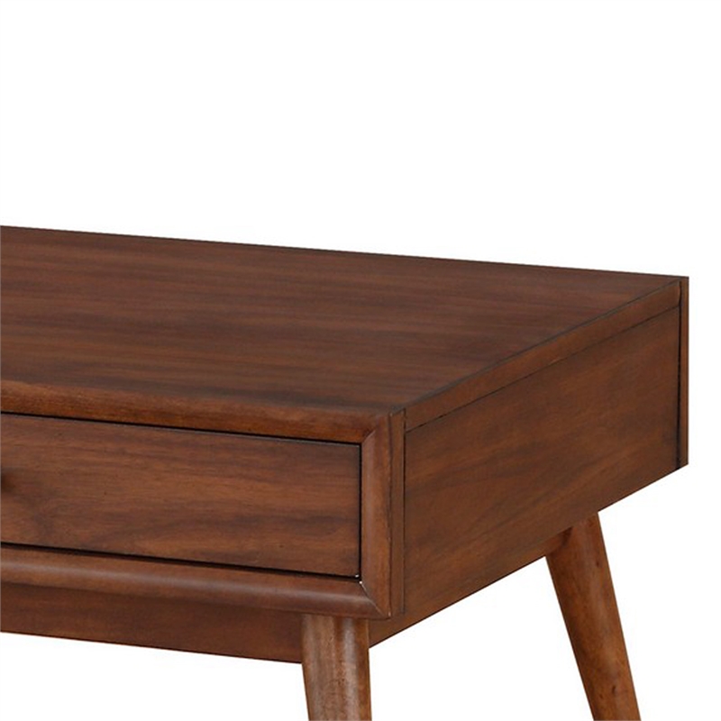 Benjara 2 Drawer Wooden Coffee Table with Splayed Legs- Walnut Brown