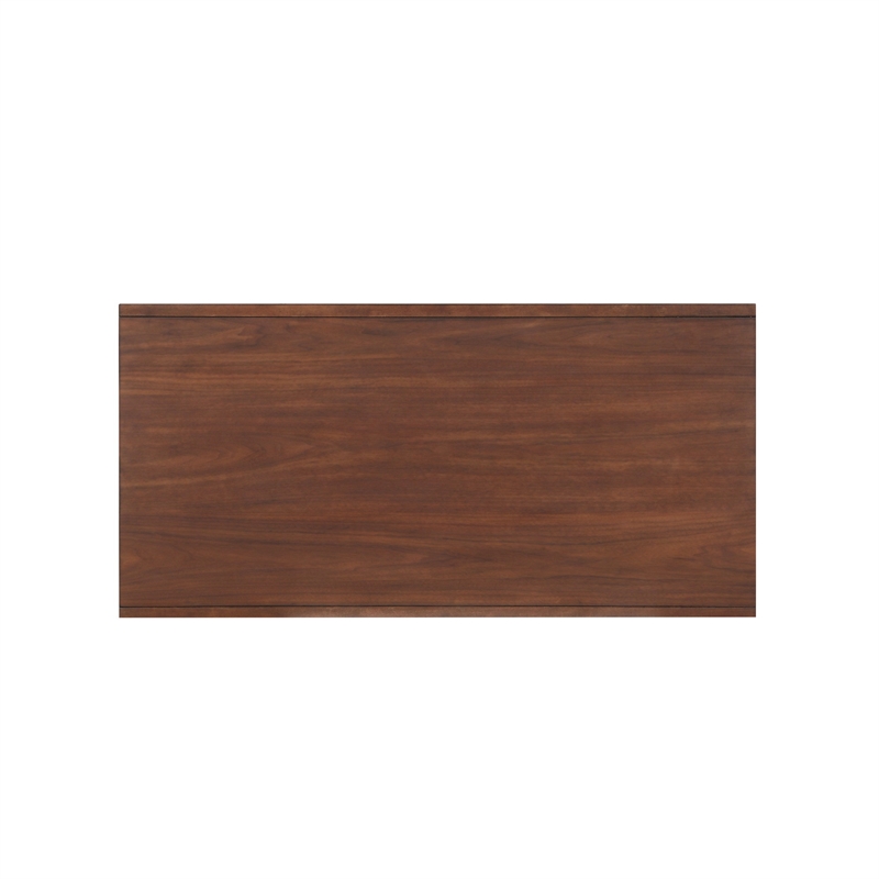 Benjara 2 Drawer Wooden Coffee Table with Splayed Legs- Walnut Brown