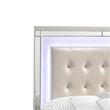 Benjara Faux Crystal Tufted Fabric Twin Headboard with LED Trim- White