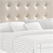Benjara Faux Crystal Tufted Fabric Twin Headboard with LED Trim- White