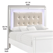 Benjara Faux Crystal Tufted Fabric Twin Headboard with LED Trim- White