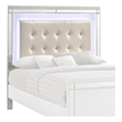 Benjara Faux Crystal Tufted Fabric Twin Headboard with LED Trim- White