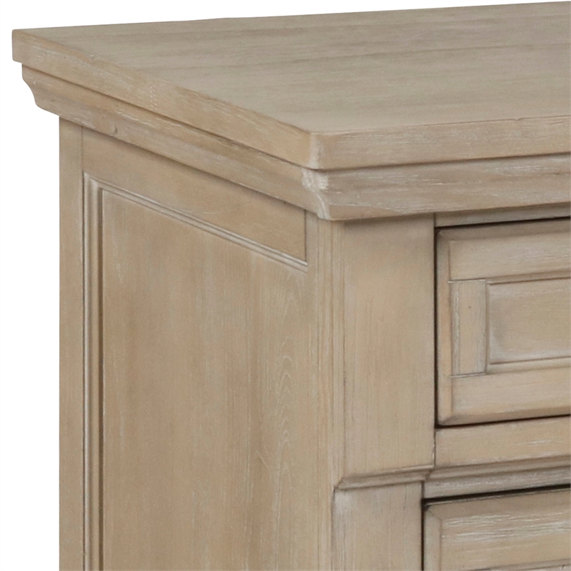 Benjara 3 Drawer Wooden NightStand with Round Knobs & Bun Feet- Weathered Brown