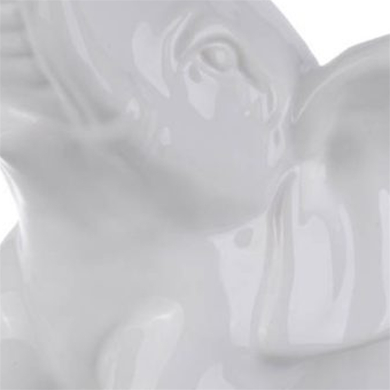 Benjara Ceramic Baby Elephant Figurine with Raised Trunk- White