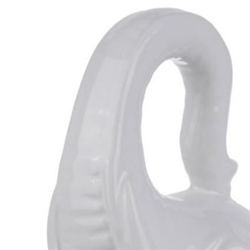 Benjara Ceramic Baby Elephant Figurine with Raised Trunk- White
