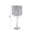 Benjara Chandelier Crystal Accented Table Lamp with Tubular Frame-Chrome & Clear